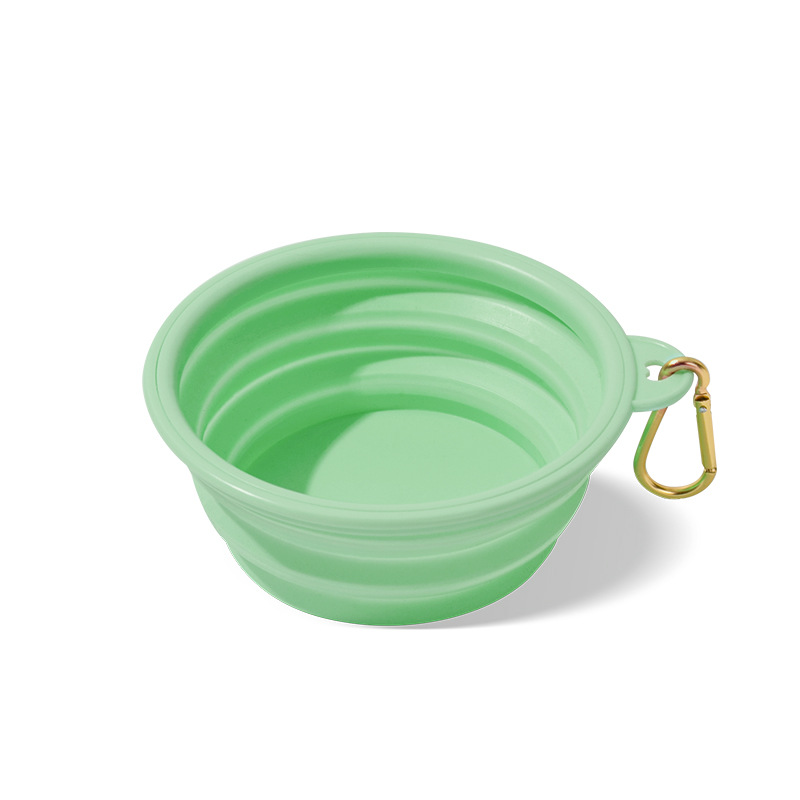 Portable pet silicone folding feeding bowl with carabiner, Collapsible Dog Bowls for Travel