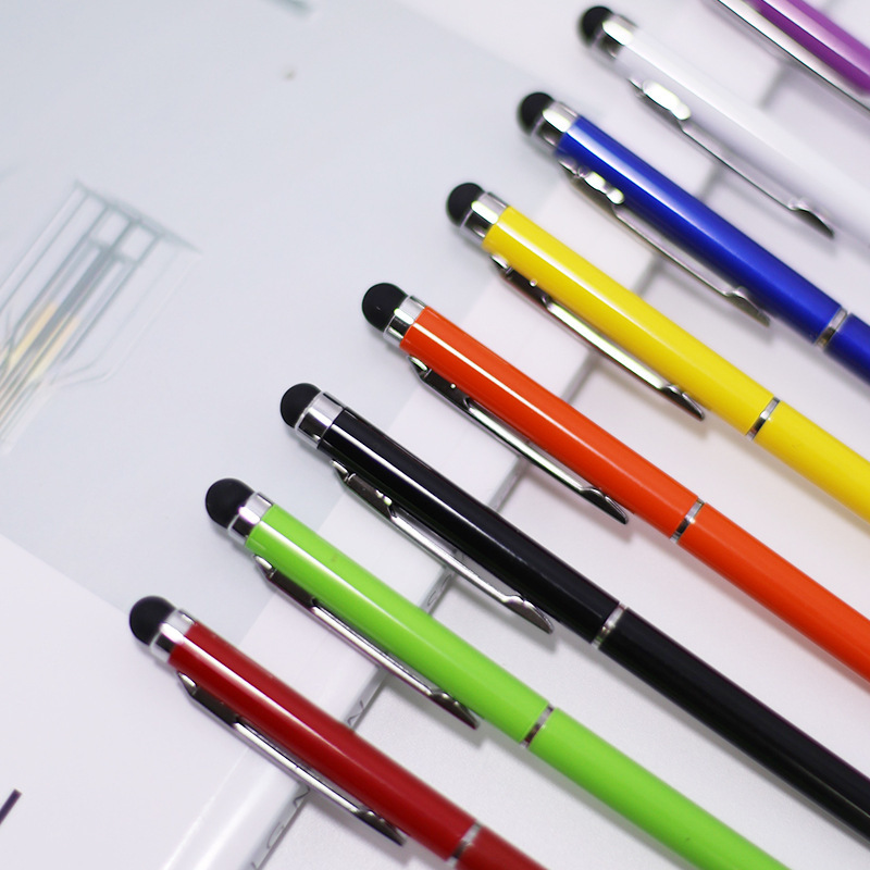 2-in-1 Slim Twist-Action Stylus Style Metal Ballpoint Pen With a Metal Clip