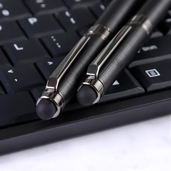 2-in-1 Luxury Metal Signature Black Ink Gel Pens With Stylus Tip Business Ballpoint Pens