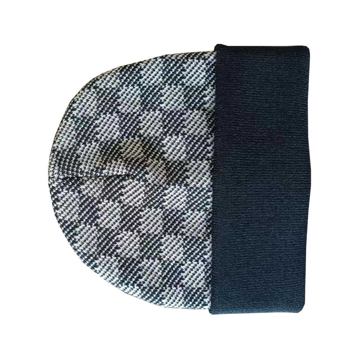 Vintage Plaid Knitted Hat Winter Beanies Windproof Unisex Soft Warm Acrylic Brimless Beanie Hats For Men and Women