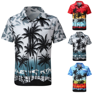 Custom Full Color Dye Sublimation Quick Dry Men's Hawaiian Beach Shirt