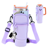 Water Bottle Carrier Bag with Pouch Pocket for Cup 40 Oz Tumbler Neoprene Cup Carrier Holder with Adjustable Strap Carabiner