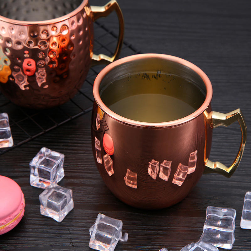 Moscow Mule Mugs 17 oz Hammered Cups Stainless Steel Lining Copper Plating Mug with Handle