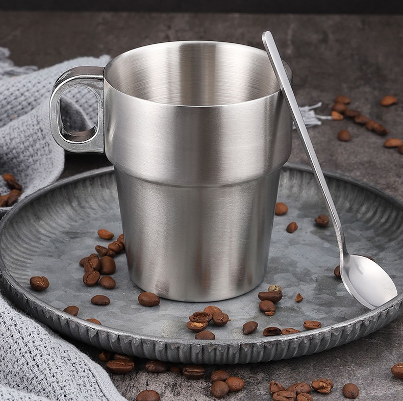 Stainless Steel Insulated Cup 10 oz Small Metal Cup Double Wall Insulated Drinking Cups Metal Drinking Glasses