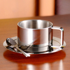 tainless Steel Coffee Mug Set, 6 Oz Double Walled Espresso Cups with Saucer 