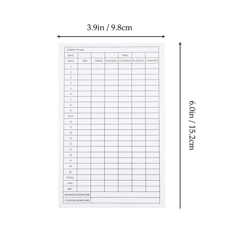 Premium Golf Score Sheet - 5.98 x 3.86 inches