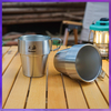Stackable Stainless Steel Coffee Cups, Set of 4 Double Layer Coffee Mugs with Handle and Metal Stand