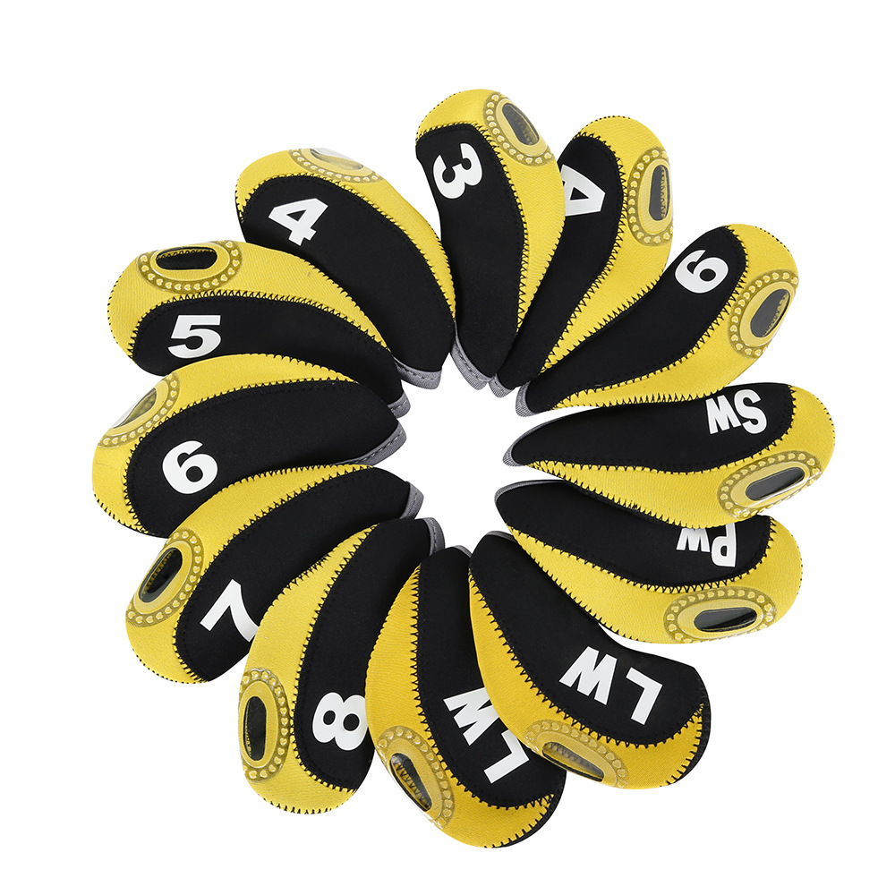 Neoprene Golf Iron Club Head Covers with Transparent Window and printed numbers, Size: 5 3/8 " x 2 5/8 " x 1/8 "