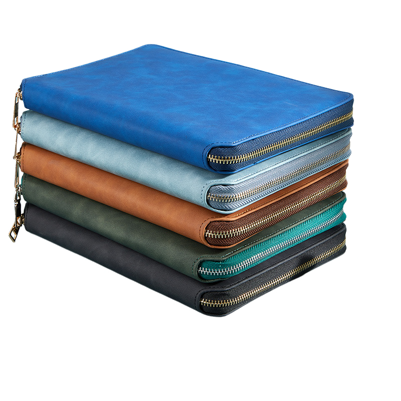 Multifunctional A5 Zipper Bag Loose-leaf Notebook 6 Rings Refillable Binder Business Notebook Journal