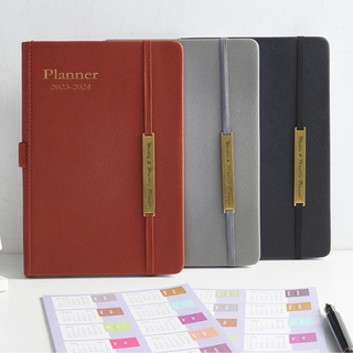 2023 18 Weeks A5 Academic Office Business Weekly & Monthly Planner Faux Leather Cover Notebook