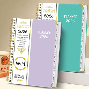 Hardcover 2026 Daily Planner Agenda Notebook -- A5 Size, 8.5" * 6.2", Double Wire-O Binding, Elastic Closure, Monthly Index.