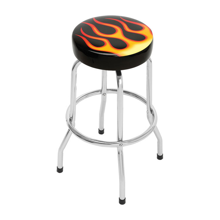 Custom Logo Shop Bar Stool, 360 Degree Swivel Barstools with Padded PVC Seat, 30" Tall, 14.6" Diameter