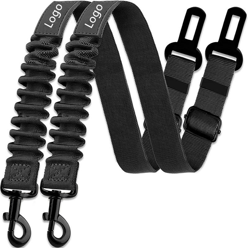 Dog Seat Belt for Car Adjustable Safety Seatbelt Strap Strong Nylon Fabric Bungee Buffer Puppy