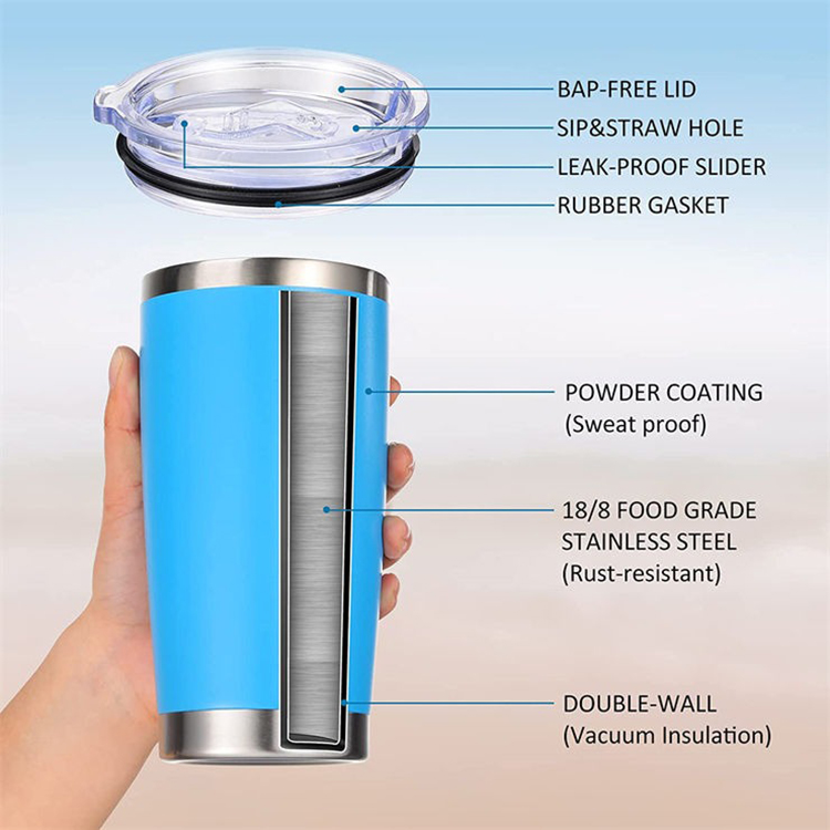 20 oz Food Grade Stainless Steel Insulated Tumbler With Lid