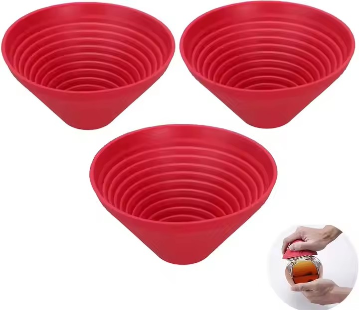 Bowl-Shaped Silicone Jar Gripper - Easy-Use Bottle Opener for Weak or Arthritic Hands, Non-Slip Lid Pad, Durable & Flexible Design